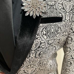 Printed Single Button Blazer